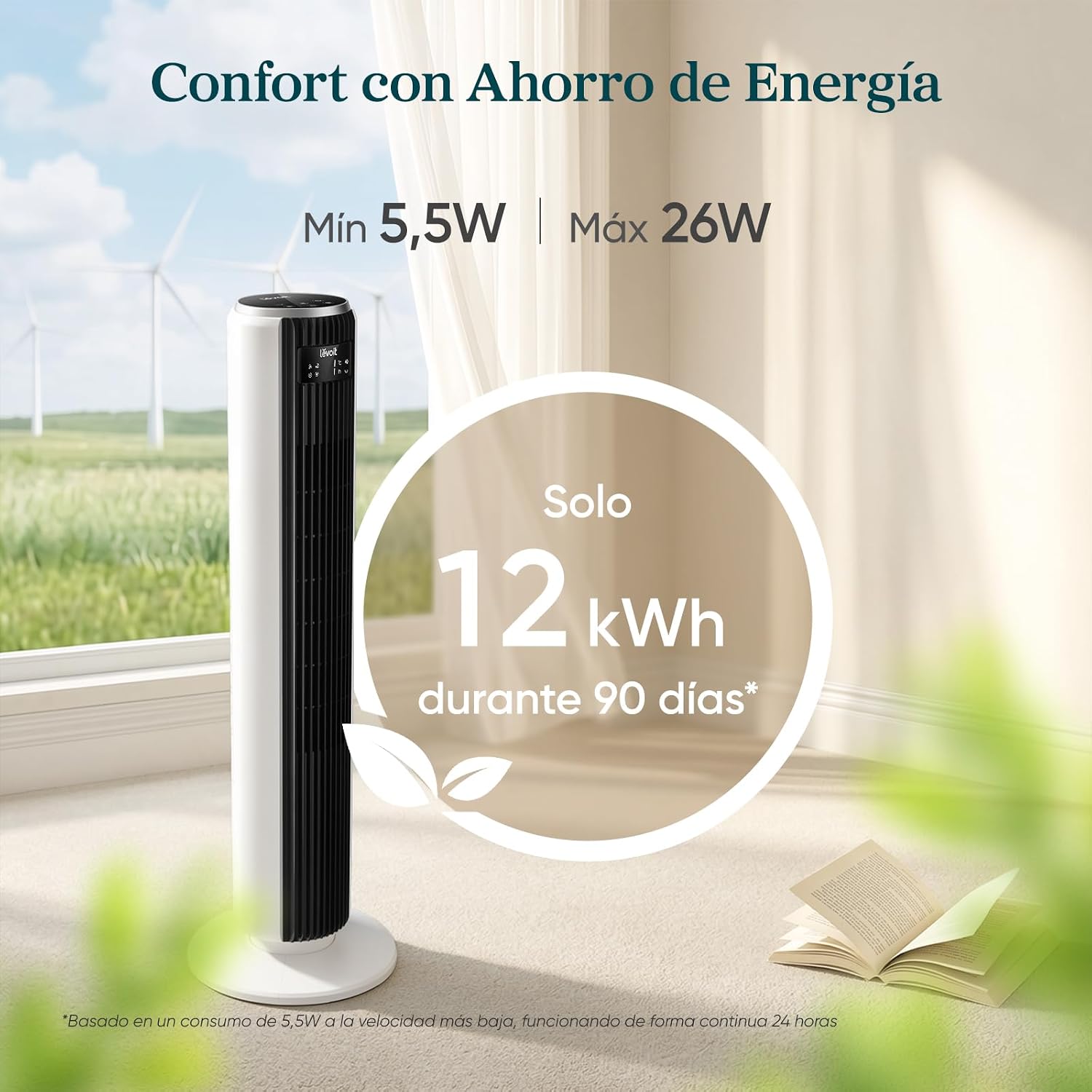Ventilador Silencioso con Control Remoto