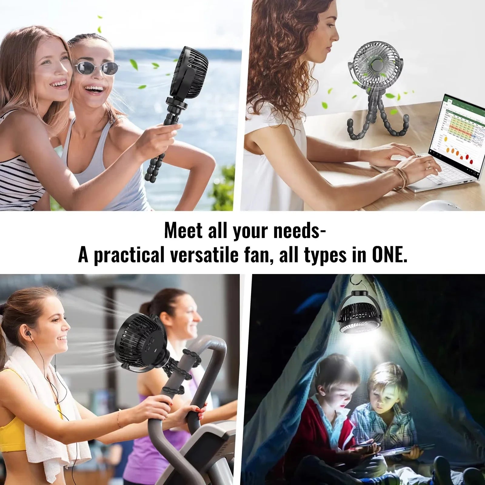 Portable Stroller Fan with Light