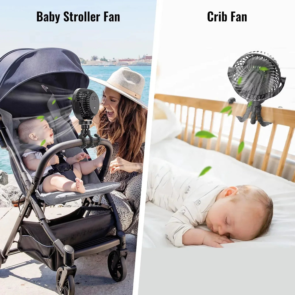 Portable Stroller Fan with Light
