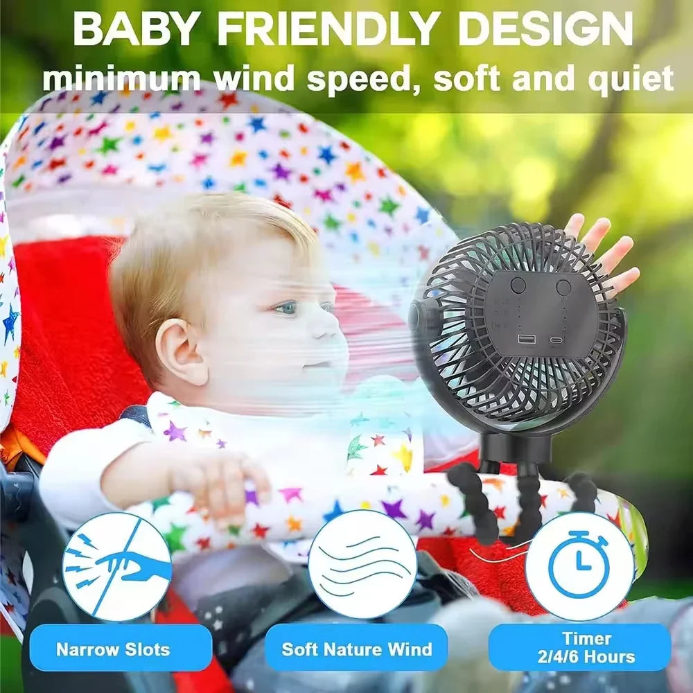 Portable Stroller Fan with Light