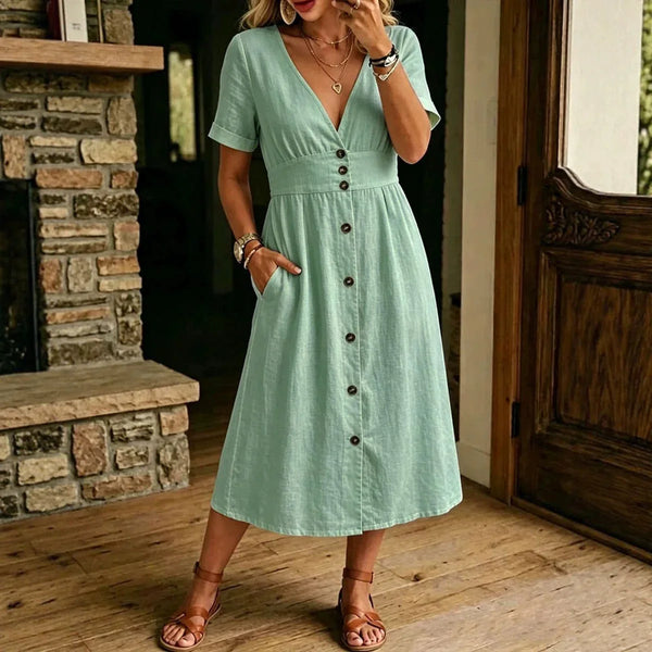 Women-s-V-Neck-Single-Breasted-Short-Sleeve-Dress-Summer-Loose-Casual-Midi-Long-Dress-With.jpg