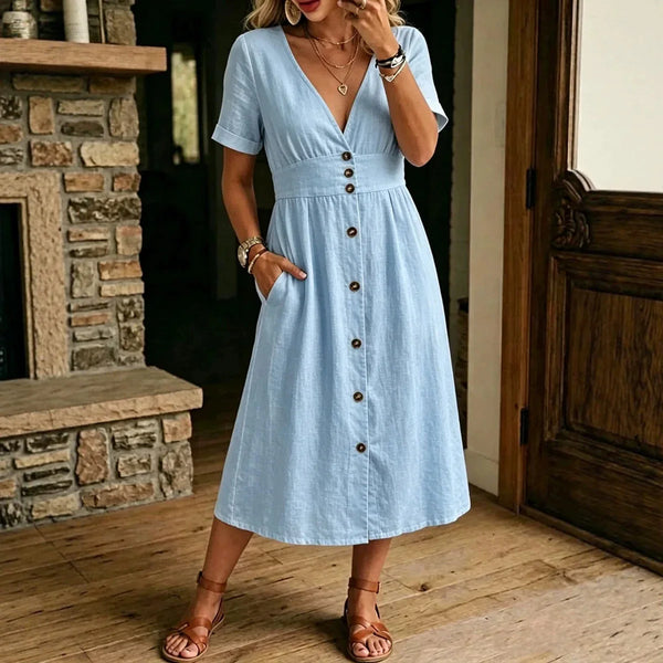 Women-s-V-Neck-Single-Breasted-Short-Sleeve-Dress-Summer-Loose-Casual-Midi-Long-Dress-With.jpg